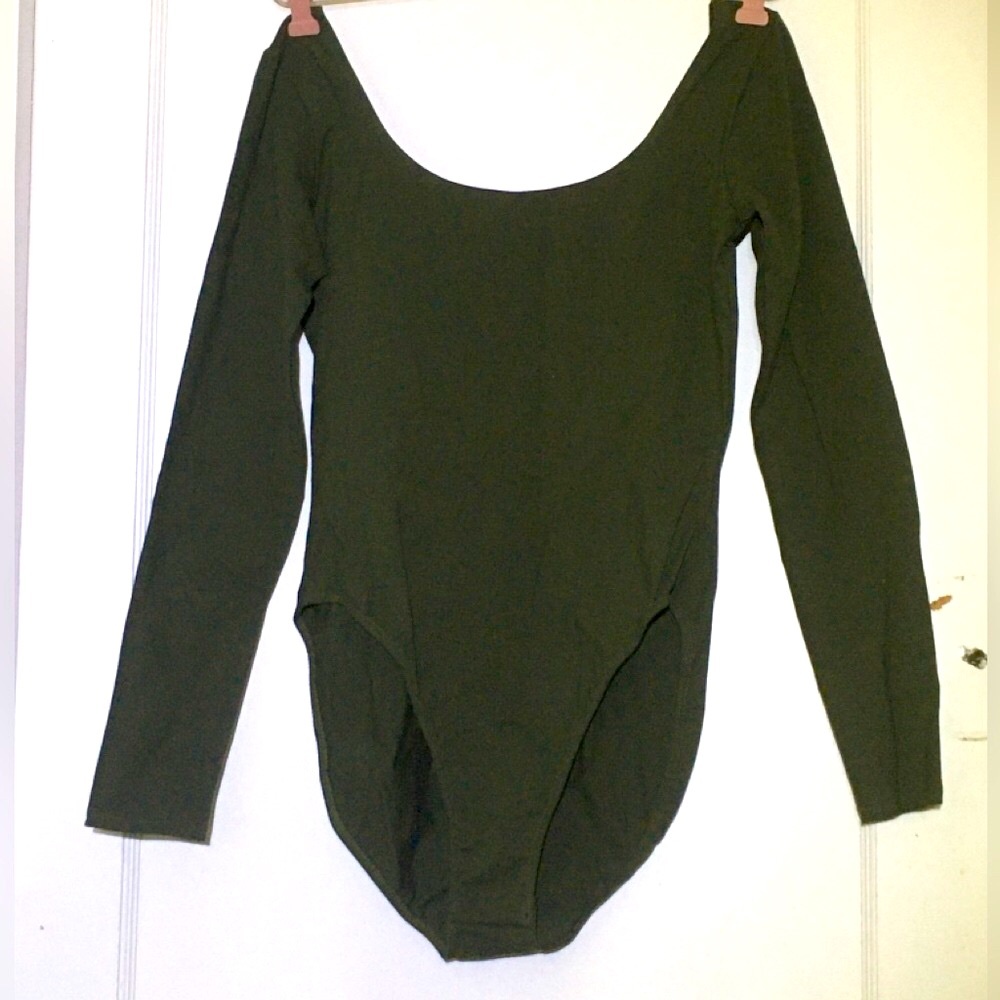 J. Crew Long Sleeve Cotton Bodysuit- Olive Green